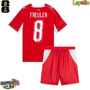 Sveitsi Remo Freuler #8 Kotipaita Lapsille MM-kisat 2026 Lyhythihainen (+ shortsit)